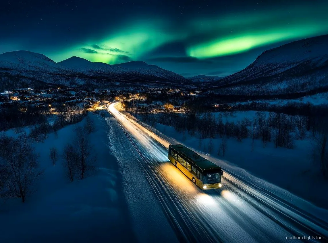 Aurora boreal captada durante a excursão de aurora boreal em Tromsø