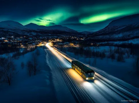 Aurora boreal captada durante la excursión de auroras boreales en Tromsø