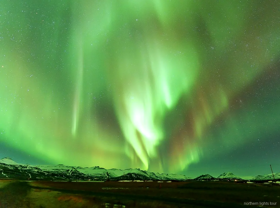 Guide forklarer nordlyset på Reykjavik premium nordlys-minibustur