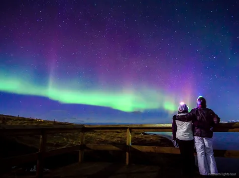 Minibus per piccoli gruppi del tour aurora boreale Reykjavik premium sotto un cielo stellato