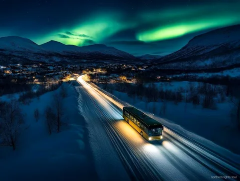 Tromsø kuzey ışıkları safari turunda çekilen aurora borealis görüntüsü