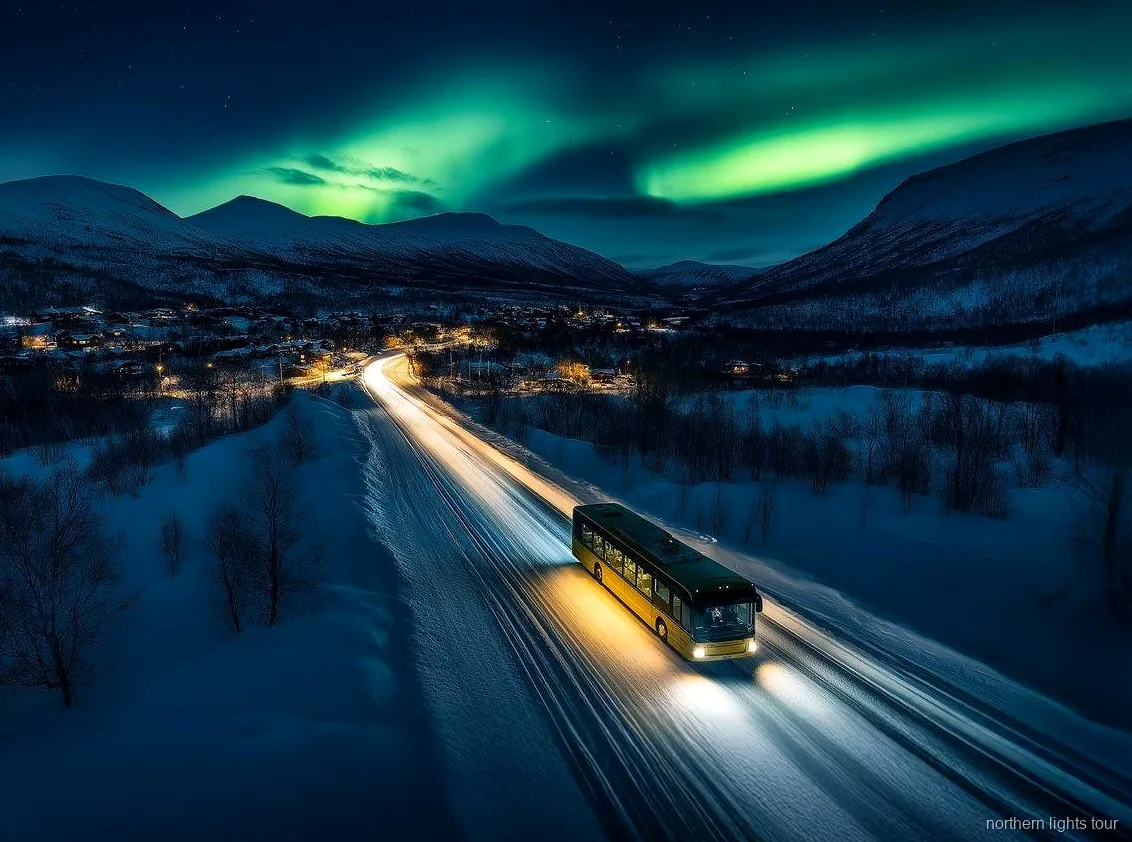 Aurora borealis display captured on the Tromsø Northern Lights safari tour
